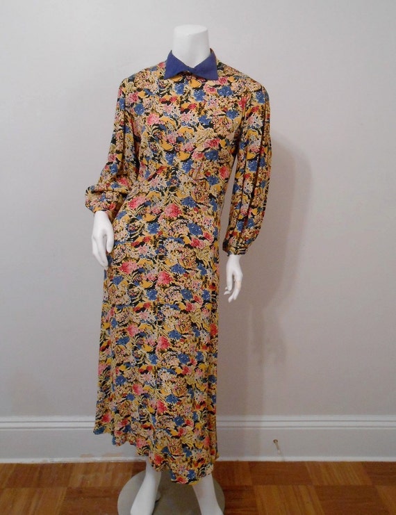 1930's Floral Dress Vintage 30's Dress Silky Crepe