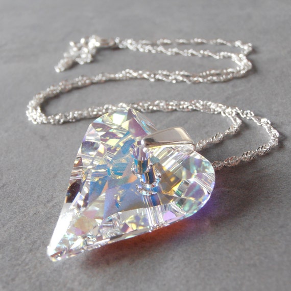 Heart Jewelry Crystal Heart Necklace Large Swarovski Crystal