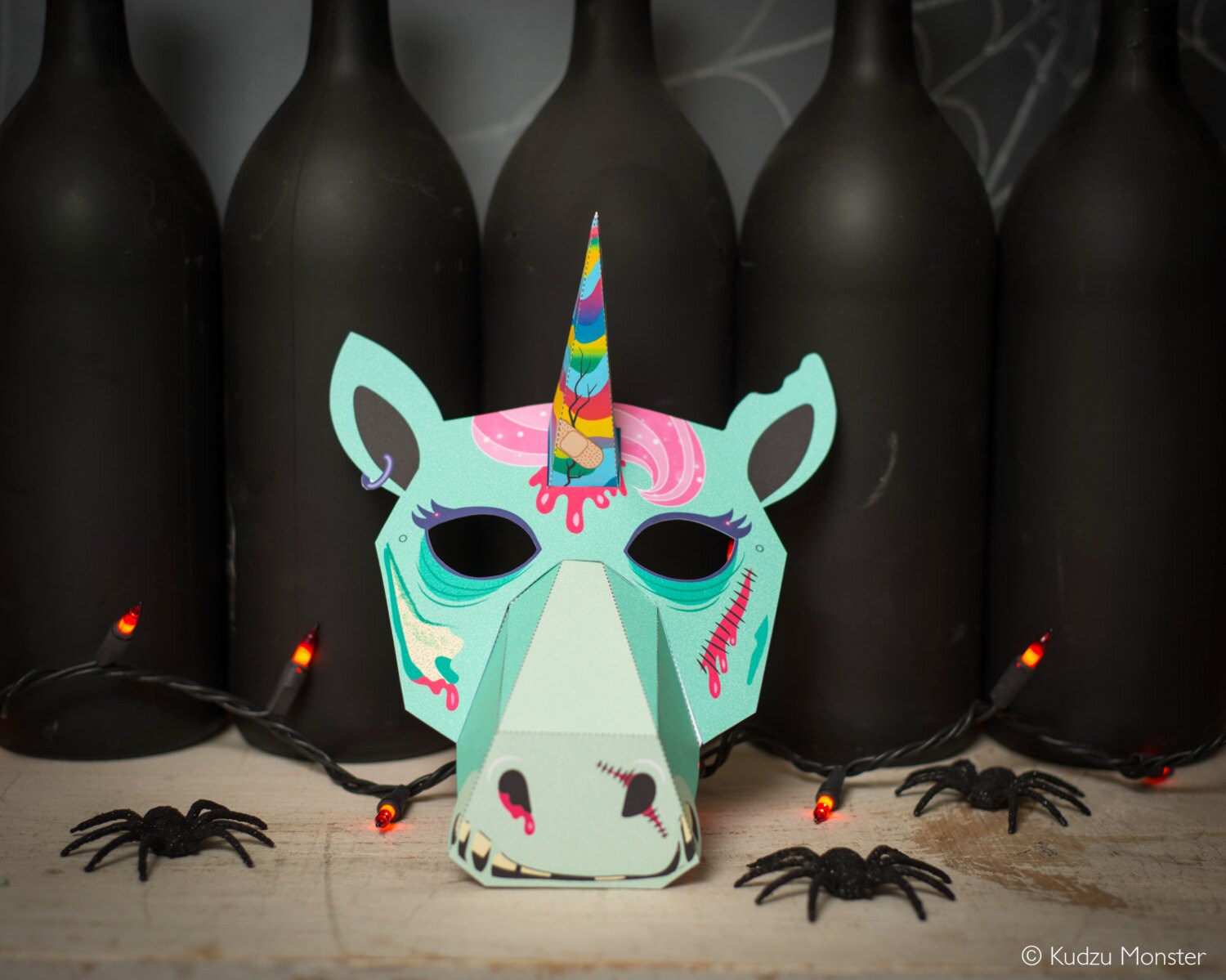 printable zombie unicorn paper mask creepy cute halloween or