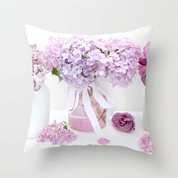 Lavender Hydrangeas Pillow Cover Shabby Chic Hydrangeas Throw
