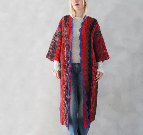 Long Cardigan Bohemian Cardigan Hand Knitted Boho Cardigan