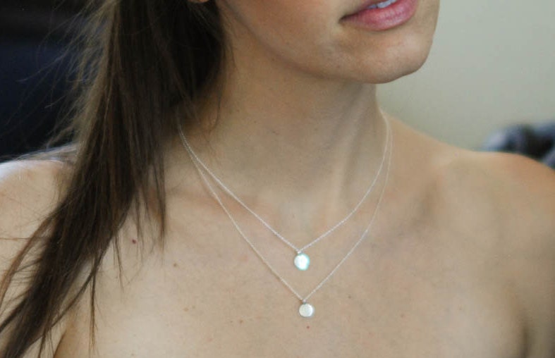 Silver Layered Necklace Set Silver Dainty Necklace