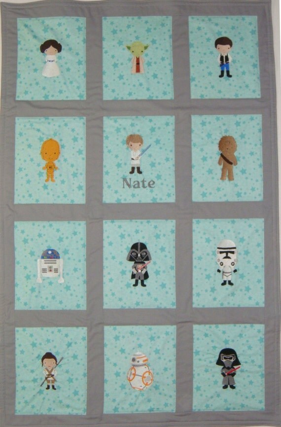 Custom Embroidered Star Wars Baby Quilt/Blanket 2 sizes 9
