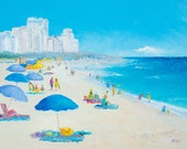 MIAMI BEACH art, canvas art, Florida, beach decor, Beach painting, seascape, beach house decor, beach artwork, coastal decor, Etsy Art
