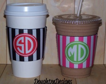 Personalized Coffee Sleeve, Coffee Cup Sleeve, Reusable Neoprene Beverage Holder, Monogram Coffee Sleeve, Reusable Cup Insulator