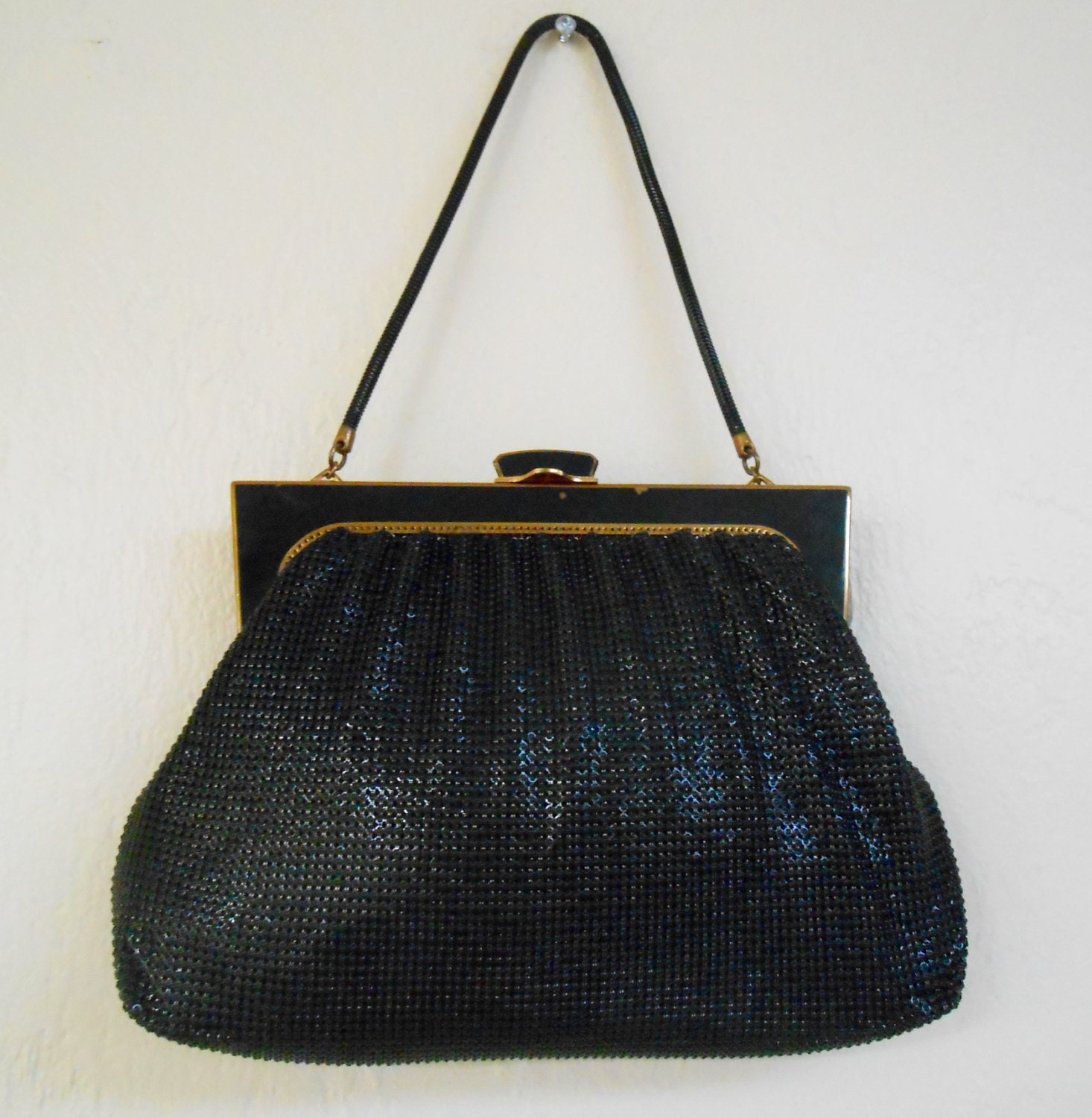 Vintage 1950s OROTON large / oversized sturdy mesh kelly bag