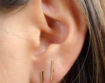 Bar Earring SET, Sterling Silver, Gold Plated, Bar Post Earrings, Line Earrings, Stud Earrings Set, Minimalist Lunaijewelry, Gift, COM002