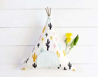 Cactus Tooth Fairy Pillow, Tooth Fairy Teepee, Gift for Kids, Tooth Fairy, Boho Kids, Kids Gift, Toy, Stuffed Toy, Tipi, Kids Decor,