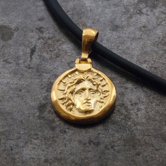 god symbol the of greek apollo collier, pièce dâ€™or grecque pendentif de antique Pièce petite