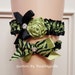 Animal Print Wedding Garter Set, APPLE Green and BLACK Bridal Garter , Wedding Garter Belt, Tiger Print Wedding Garter