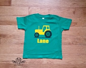 Tractor birthday shirt, boys personalized tractor birthday t shirt
