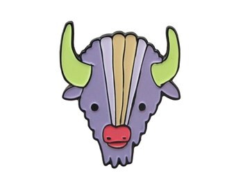 Soft Enamel Bison Pin Enamel Purple Buffalo Pin Colorful Bison Pin
