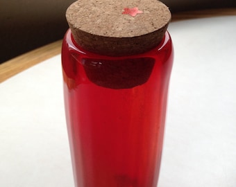 Hand Blown Glass Jar - Fire Beaker Optic with cork