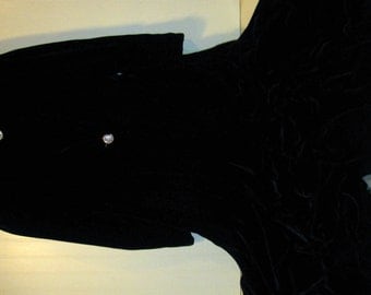 Gorgeous Vintage Long Black Velvet Opera Style Jacket Coat Cape Small Medium