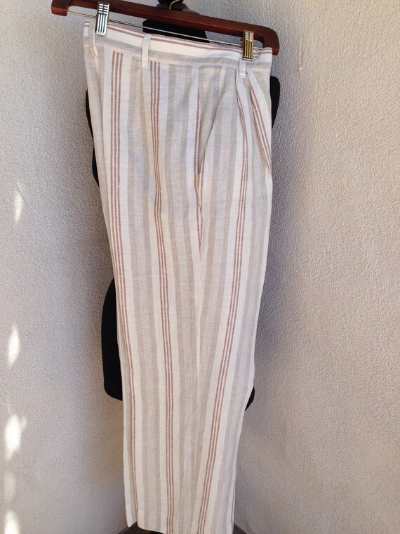 high waisted striped linen pants