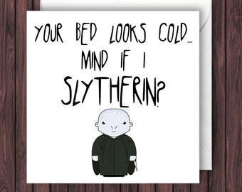 Can I Slytherin? Harry Potter Valentines Day Card. Birthday Card. Funny Greetings Card. Geek Blank Card. Anniversary Card.