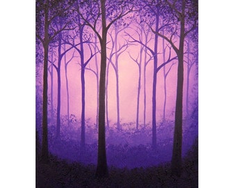 Weeping Willow Tree Art Print Giclee Print of Purple by BingArt