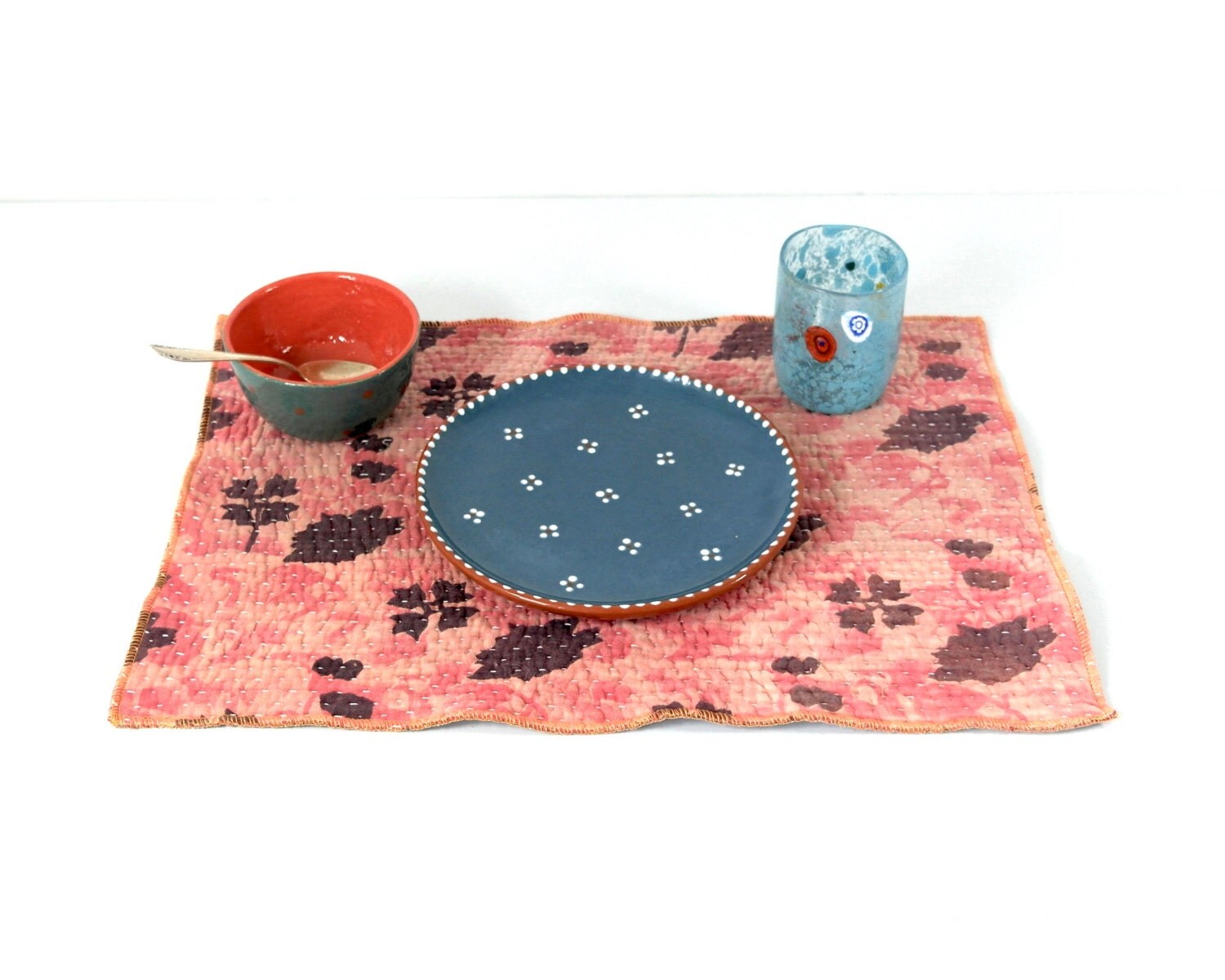 rustic kantha placemats set of 10 indian placemats