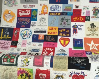 Tee shirt Quilt Asymmetrical Custom, Memory Quilt, Custom Order Quilt, You Pick Size - Using Your Shirts - DEPOSIT ONLY