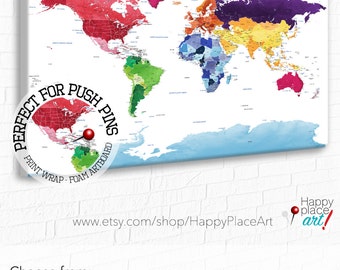 Educational World Map Print, Detailed World Map, Push Pin Foam Map, World Map with quote, World map for kids, Adventure Awaits World Map,