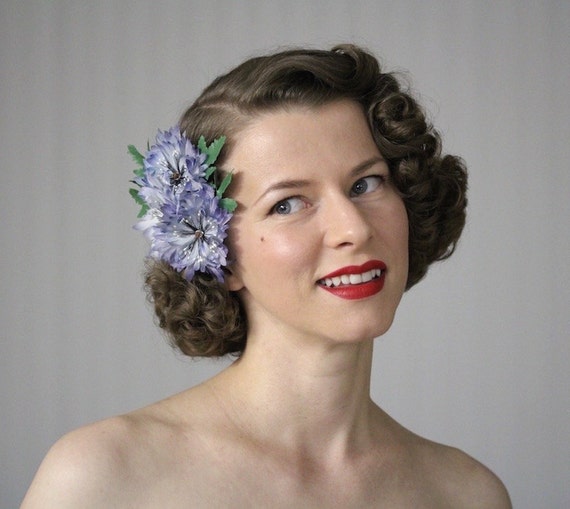 Blue Hair Flower Cornflower Fascinator Wildflower Clip Hair