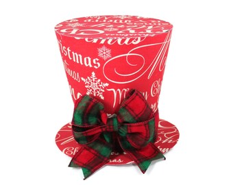 Red Merry Christmas tree topper, tree topper, Plaid tree topper, Christmas tree decoration