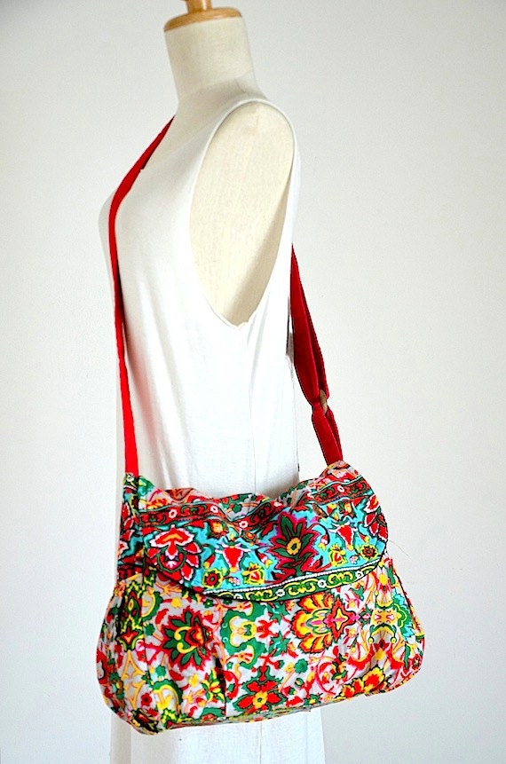 Women Flora Hippie Messenger Bag Colorful Boho Purse by Dollypun
