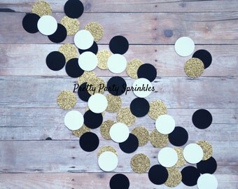 Black, White and Gold Decor Glitter Confetti, New Years Eve Gold Hollywood Glamour, Christmas Decorations, Great Gatsby Birthday Masculine
