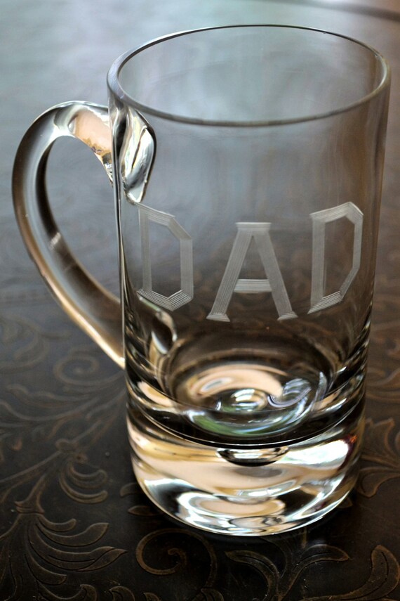 crystal beer mug Father's Day handengraved with stone