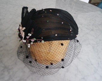 Wedding hat, Birdcage fascinator, Beaded hat, Casque hat, Juliet cap, Derby fascinator, Mother of bride hat, Wedding headpiece, Millinery