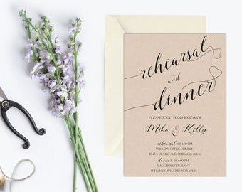 Rustic Rehearsal Dinner Invitation Printable Kraft Invite Vintage Wedding Rustic Rehearsal Dinner Invitation Printable Kraft Invite Vintage Wedding