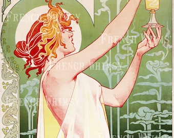 XL Antique French Advertising Poster for Absinthe 1905 , High Res Digital Image Instant Download, CU OK