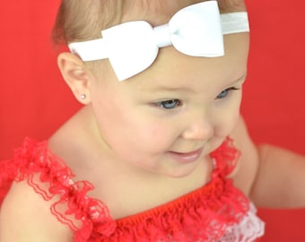White Headband, White Bow Headband, Solid Bow Headband, Bow Headband, Baby Headband, Newborn Headband, Photo Prop, Solid Hair Bows