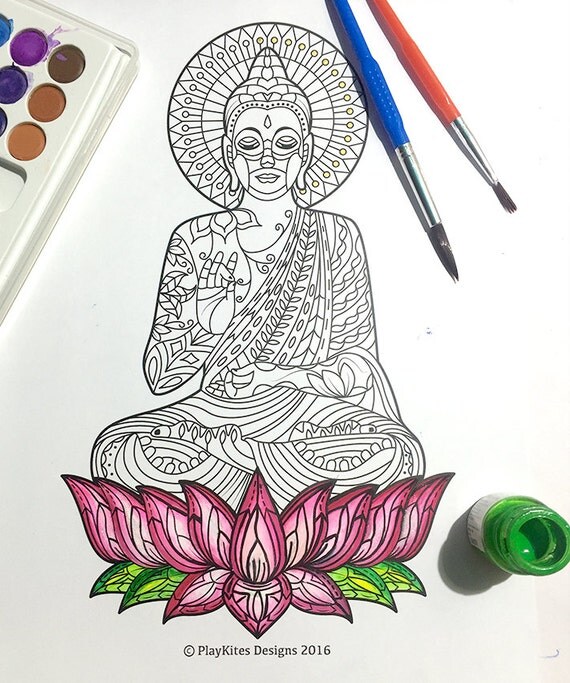 Gambar Meditating Buddha Zentangle Adult Coloring Page Printable Pdf ...