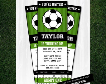 Soccer Invitations - Soccer Ticket Invitation - Soccer Party - Soccer Birthday Invitation - INSTANT DOWNLOAD - Edit with Adobe Reader NOW!