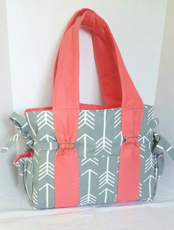 Arrow Diaper Bag with Coral