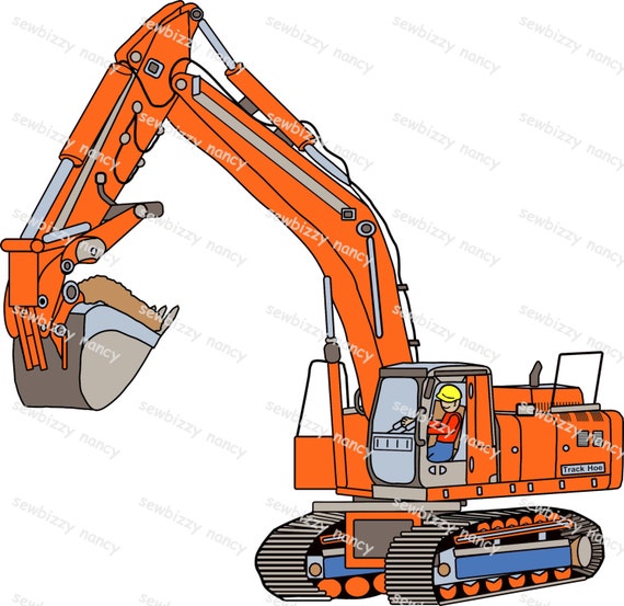 Track Hoe Clipart Digital TRACK HOE Heavy