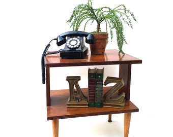 Mid-Century Modern Handmade Two Tier End Table,