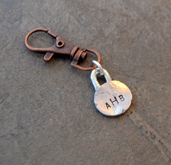 Personalized Pewter Key Chain Monogram Keychain by