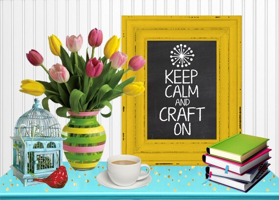 Keep Calm and Craft On Chalkboard Wall Art Craft Room Decor