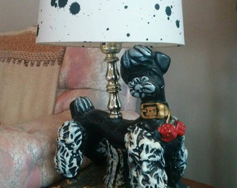 Vintage 1960s Handmade Poodle Lamp Art Brut Outsider Art Kitsch Dog Light