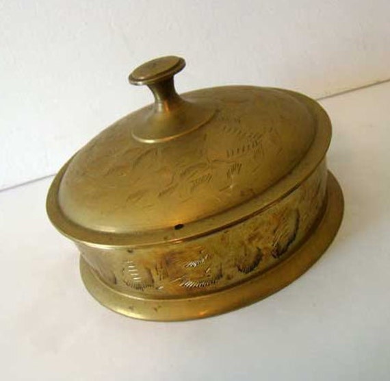 Vintage brass container with lid brass container brass