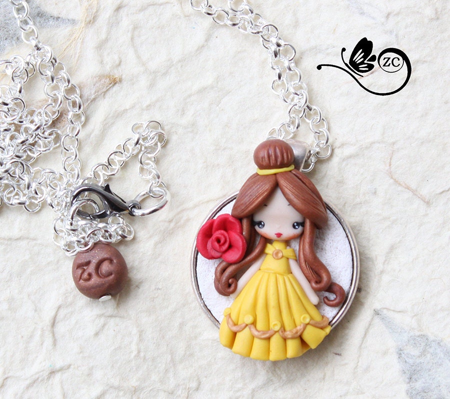 polymer clay necklace / disney / princess / clay / disney