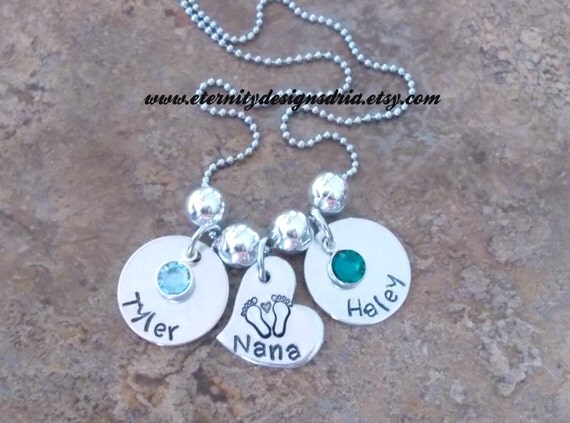 Personalized Mom/Grandma Birthstone Necklace Child Name