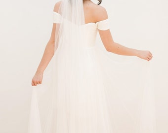 wedding veil, bridal veil, english net veil, chapel veil, ivory veil, cathedral veil, fingertip veil, bohemian veil, white veil - ISABELLE