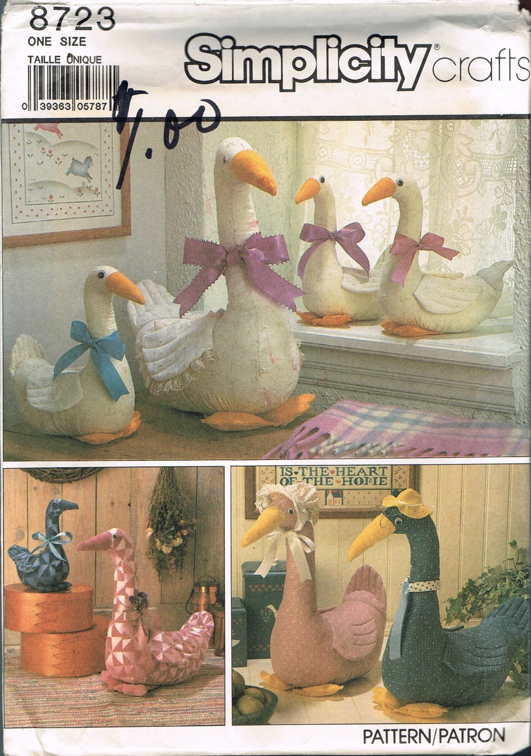 UNCUT Large Stuffed Country Goose Sewing Pattern Simplicity