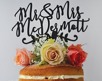 Mr & Mrs Personalised Paper Wedding Cake Topper