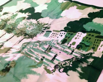 Vintage Water Repellent Travel Scarf Emerald Green Japan