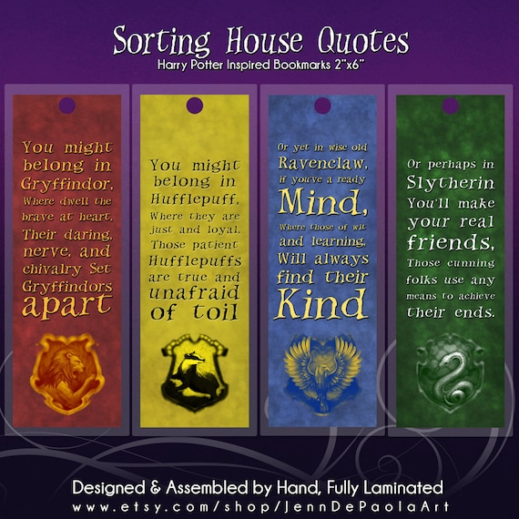 sorting house quotes harry potter inspired 2x6 bookmark
