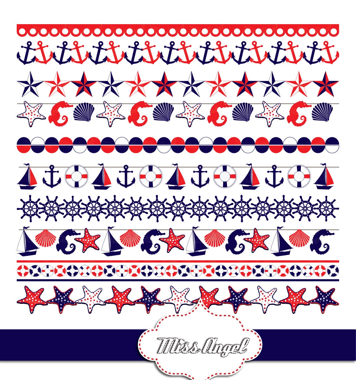 Nautical Digital Borders Nautical Clipart Digital Bunting